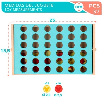 Jogo de tabuleiro azul em madeira com peças vermelhas e amarelas de 37 peças
