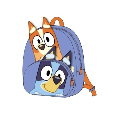 Mochila infantil azul claro com personagem de cão estampado