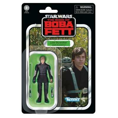 Figura de ação Luke Skywalker vestido de preto em embalagem Star Wars The Book of Boba Fett