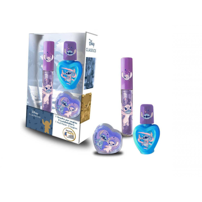 Conjunto de produtos Disney Classic com batom, perfume e brilho labial com tema Stitch