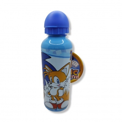 Garrafa de água azul com personagem Tails da saga Sonic