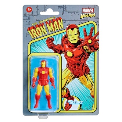 Figura Iron Man em embalagem com ilustração e texto