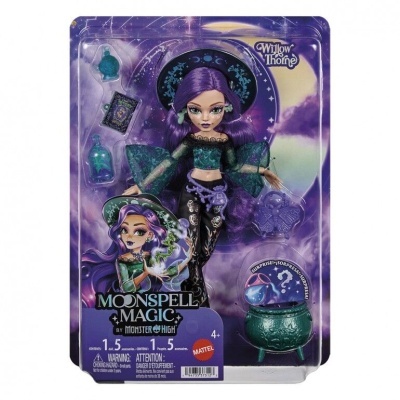 Boneca Monster High com acessórios em embalagem roxa Moonspeel Magic