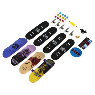 Kit de mini skates de dedo com vários decks decorados e acessórios