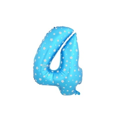 Balão azul número 4 com estrelas brancas