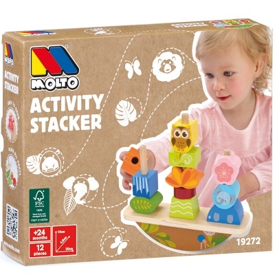 Brinquedo de empilhar Molto Activity Stacker em madeira colorida para crianças