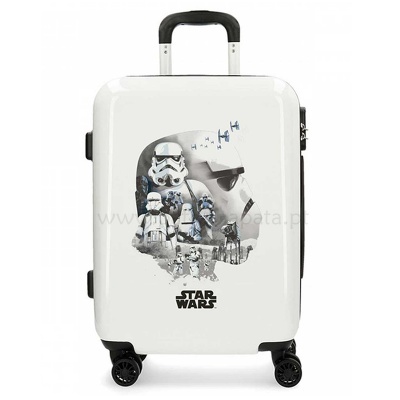 Mala rígida branca com imagem de Stormtroopers Star Wars e logótipo