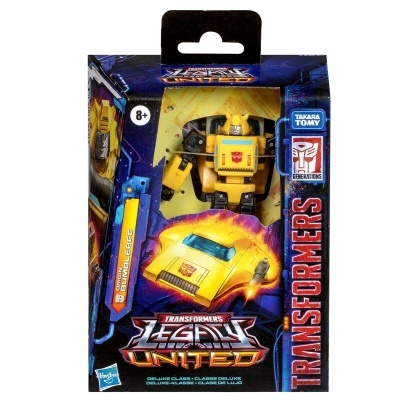 Brinquedo Bumblebee Transformers na embalagem com texto e logos