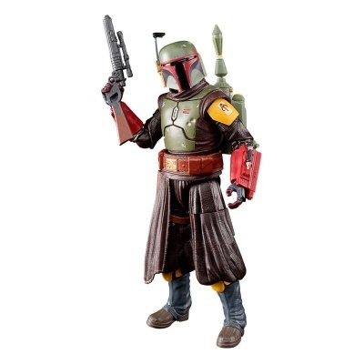 Figura de ação Boba Fett com roupa verde, castanha e detalhes em vermelho