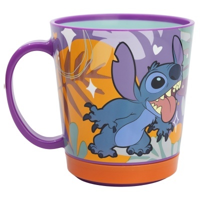 Caneca colorida com estampa do personagem Stitch