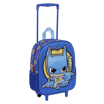 Mala infantil azul com ilustração do Batman e asa de transporte retrátil
