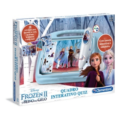 Caixa do Quadro Interativo Quiz Disney Frozen II com caneta e personagens