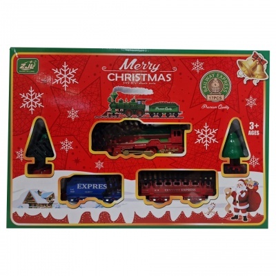Conjunto de comboio de brinquedo com cinco peças em embalagem natalícia vermelha