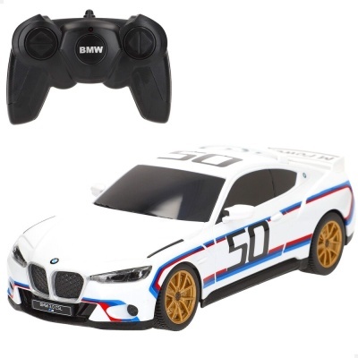 Carro de brinquedo BMW branco com comando preto