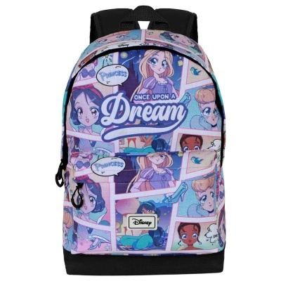 Mochila Disney com design de princesas em banda desenhada colorida