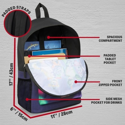 Mochila preta com vários bolsos e alças acolchoadas