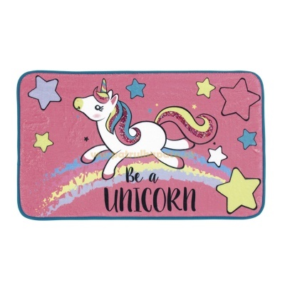 Tapete rosa com unicórnio colorido e estrelas