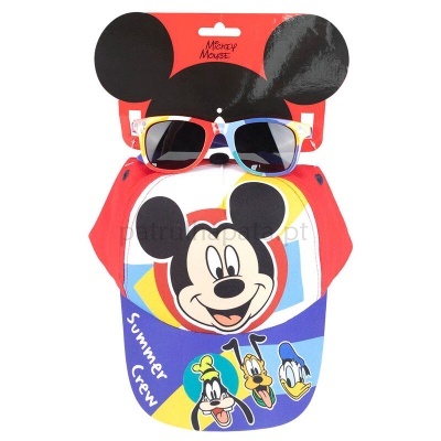 Viseira colorida de criança com personagens Disney e óculos de sol incluídos