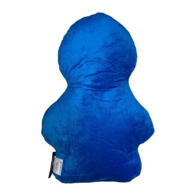 Almofada azul de veludo em formato de figura humana