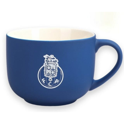 Caneca azul com emblema do FCP em branco