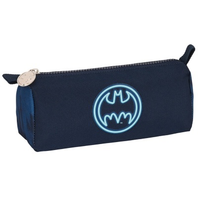 Estojo de tecido azul escuro com logótipo do Batman em azul claro