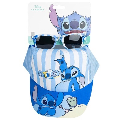 Conjunto infantil Disney Stitch com boné e óculos de sol