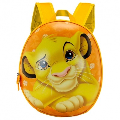 Mochila infantil laranja com imagem do Simba do Rei Leão