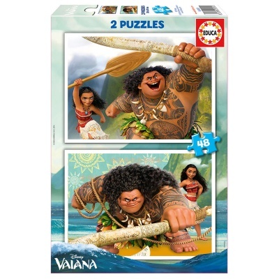 Caixa de 2 puzzles Disney Valana com imagens de Maui e Moana