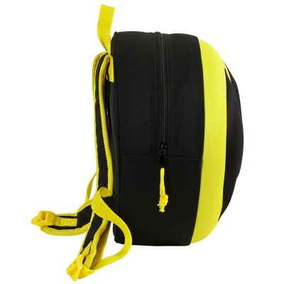 Mochila infantil preta e amarela com alças ajustáveis