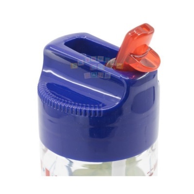 Tampa de garrafa azul com bico laranja sobre fundo branco