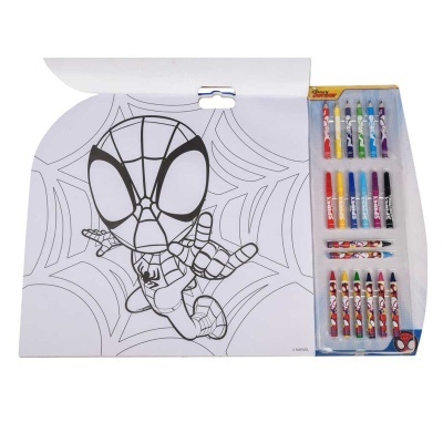 Kit de colorir Homem-Aranha com canetas e lápis de cera