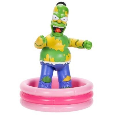 Figura de Homer Simpson em piscina insuflável rosa