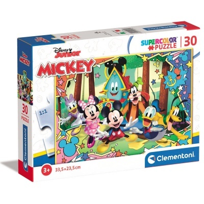 Caixa de quebra-cabeças de 30 peças com personagens Disney Junior Mickey coloridos