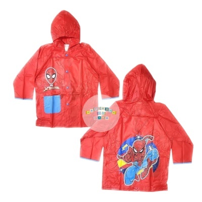 Capa de chuva vermelha para criança com estampas do Homem-Aranha