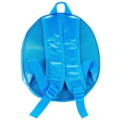 mochila pequena azul com alças ajustáveis em tecido e malha