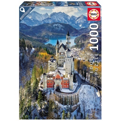 Caixa de puzzle EDUCA 1000 peças com imagem do castelo Neuschwanstein