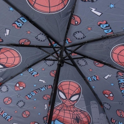 Guarda-chuva com padrão do Homem-Aranha interior em cinza, vermelho e azul