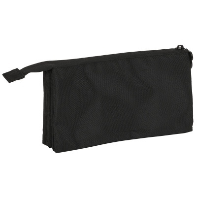 Estojo preto de tecido com fecho de correr