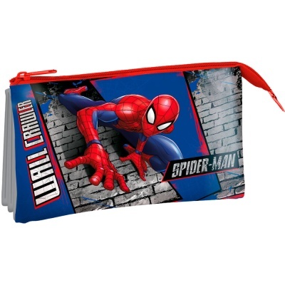 Estojo escolar Spider-Man azul e vermelho com fecho vermelho e design com personagem
