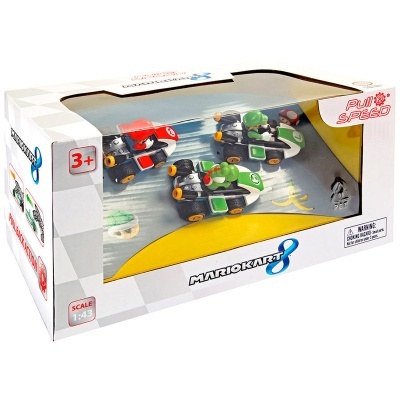 Conjunto de miniaturas Mario Kart 8 em caixa com janela transparente