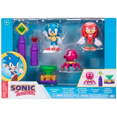 Conjunto de brinquedos Sonic the Hedgehog com figuras e acessórios em caixa azul