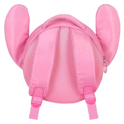 Mochila rosa redonda com orelhas e alças acolchoadas