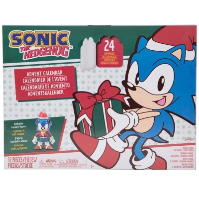 Caixa do calendário do advento Sonic The Hedgehog com 24 surpresas e boneco exclusivo.
