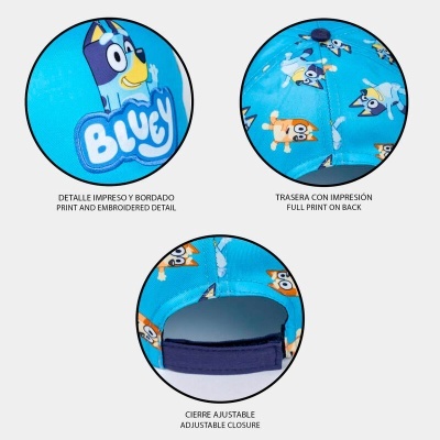 Boné azul com estampado e fecho ajustável