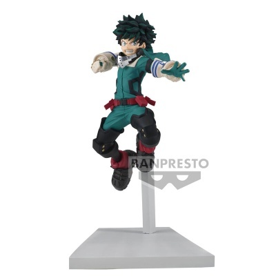 Figura de ação Banpresto com fato verde e suporte cinzento