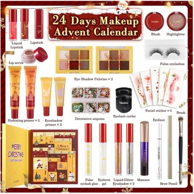 Conjunto de maquilhagem UCANBE com 24 produtos num calendário do advento decorativo de Natal