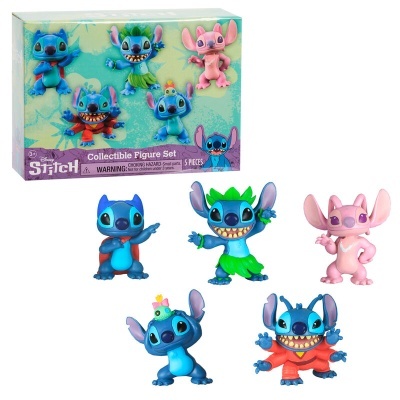 Conjunto de figuras Stitch coloridas com caixa