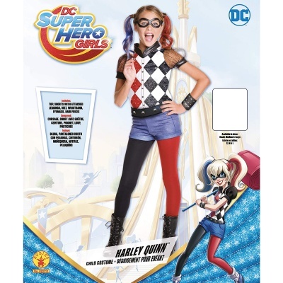 Fato de criança Harley Quinn com leggings preta e vermelha e top quadriculado
