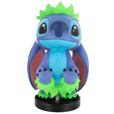 Figura colecionável do personagem Stitch azul e verde em base preta