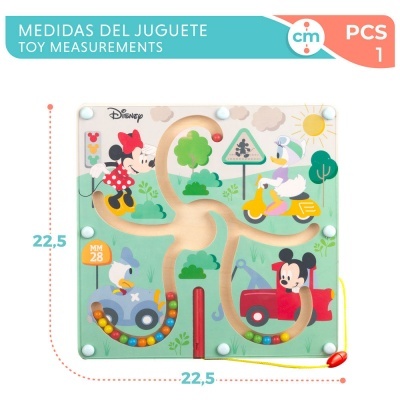 Painel infantil de madeira com personagens Disney e labirinto colorido